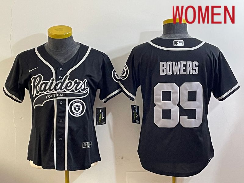 Women Oakland Raiders #89 Bowers Black Joint Name 2024 Nike Limited NFL Jersey style 2->women nfl jersey->Women Jersey